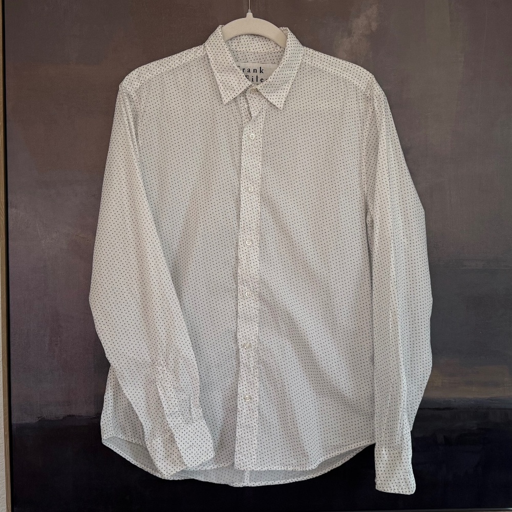 Frank & Eileen Paul Button Up, Tiny Grey Hearts, size S